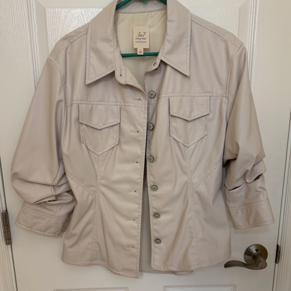 Cinq a Sept White/Ivory Faux Leather Jacket